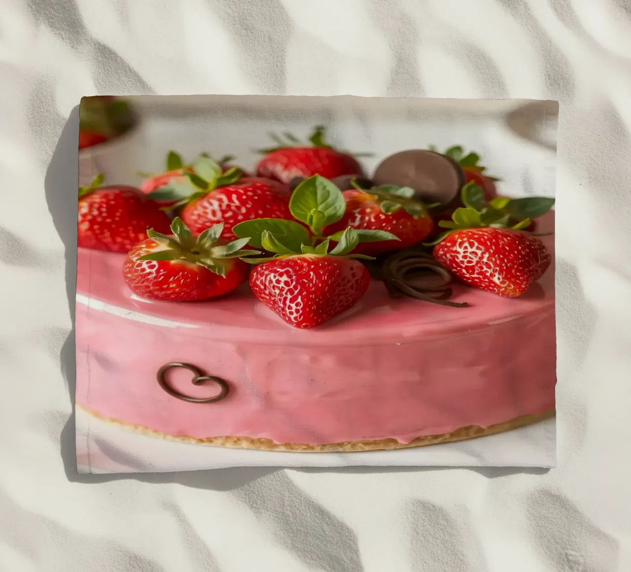Leckerer Erdbeerkuchen mit frischen Beeren und Minze Strandtuch von DesignDoodle