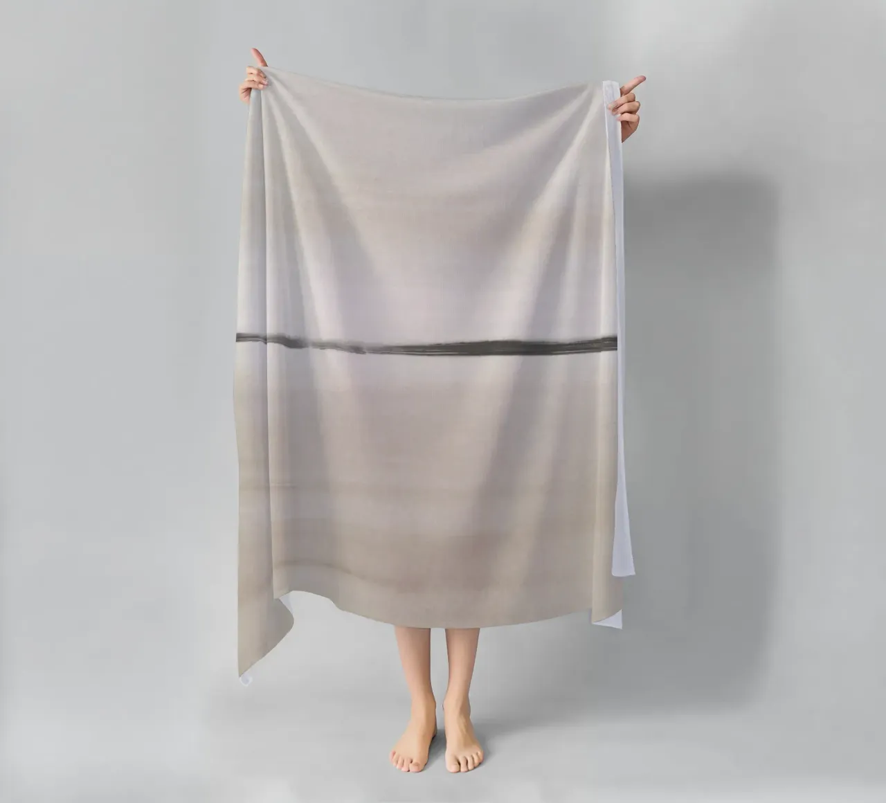 Beige minimalist watercolour beach towel by NouveauPrints