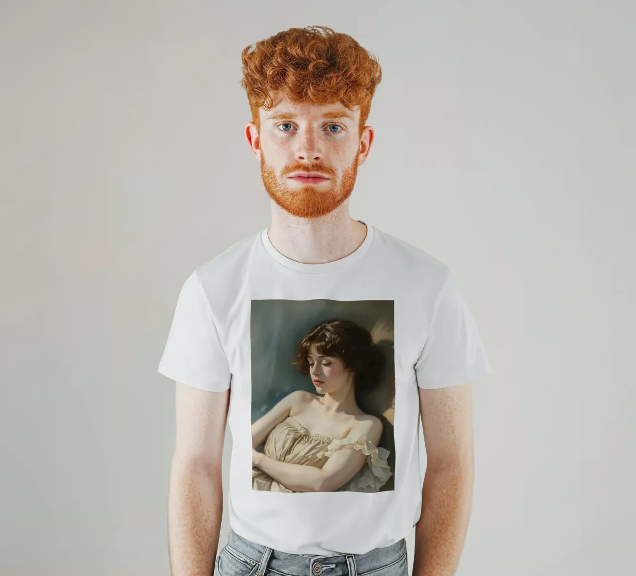 Jeune femme dans une lumière douce se relaxant sur une chaise t-shirt de DesignDoodle