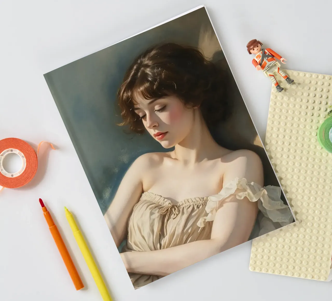 Jeune femme dans une lumière douce se relaxant sur une chaise carnet de notes de DesignDoodle