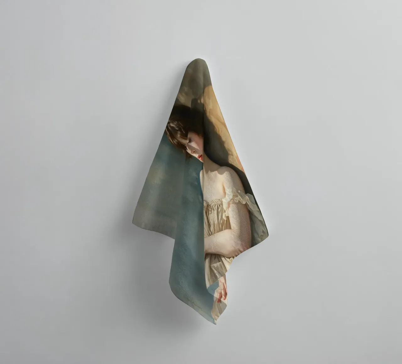Jeune femme dans une lumière douce se relaxant sur une chaise serviette de bain de DesignDoodle