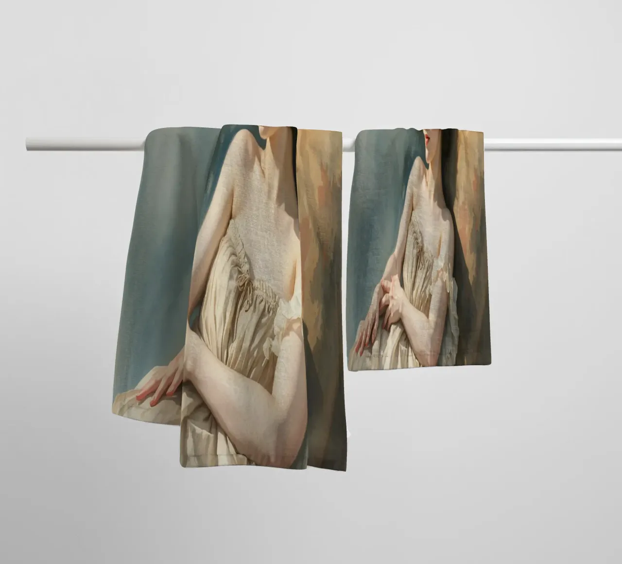 Jeune femme dans une lumière douce se relaxant sur une chaise serviette de bain de DesignDoodle