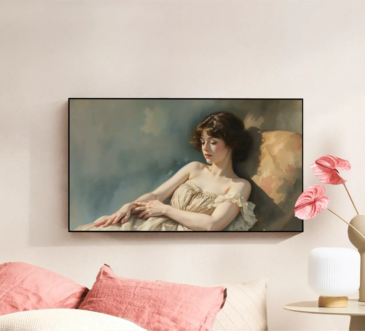 Jeune femme dans une lumière douce se relaxant sur une chaise plexiglas de DesignDoodle