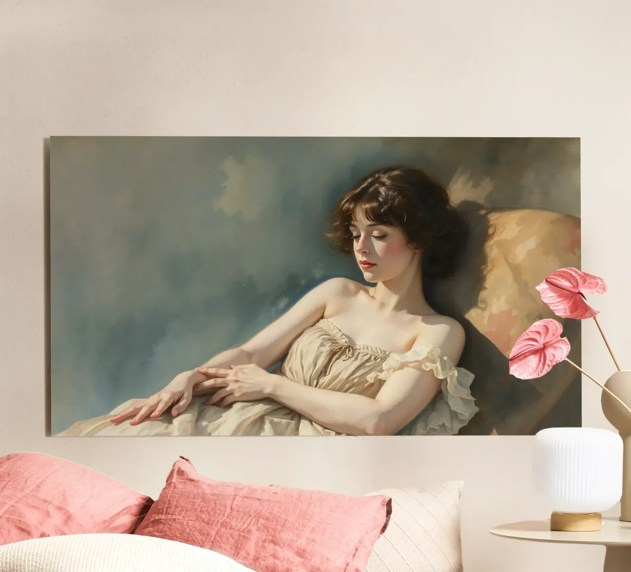 Jeune femme dans une lumière douce se relaxant sur une chaise alu dibond de DesignDoodle