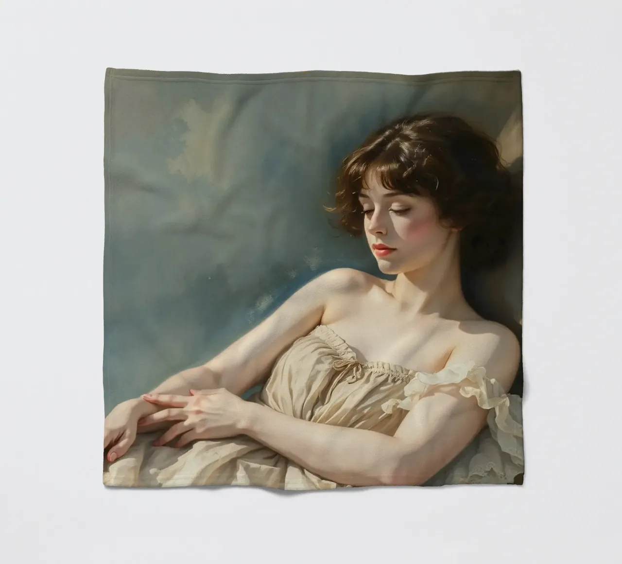 Jeune femme dans une lumière douce se relaxant sur une chaise plaid polaire de DesignDoodle