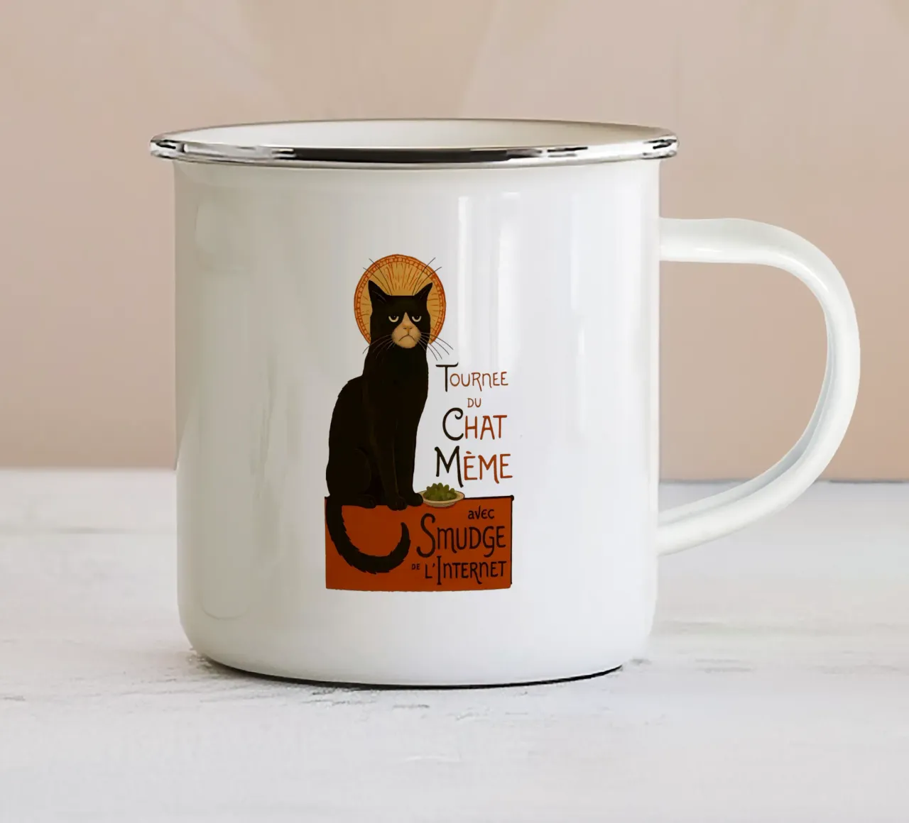 Smudge Meme Cat – Chat Noir Parody Poster tazza in smalto da Lootprint