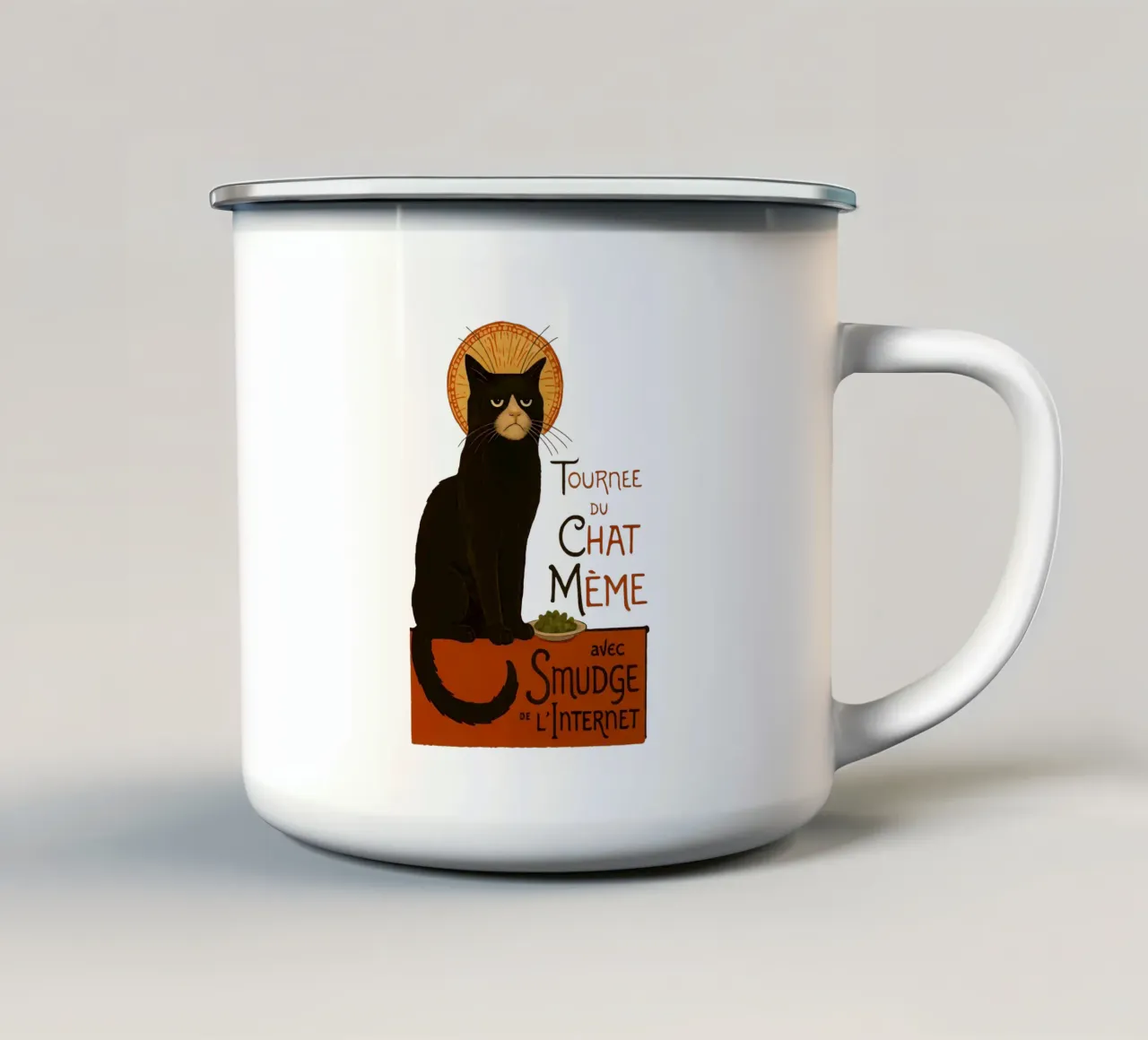 Smudge Meme Cat – Chat Noir Parody Poster tazza in smalto da Lootprint