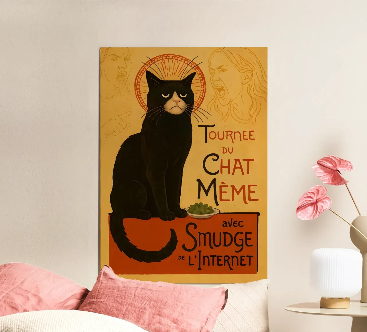 Smudge Meme Cat – Chat Noir Parody Poster poster con telaio in alluminio da Lootprint