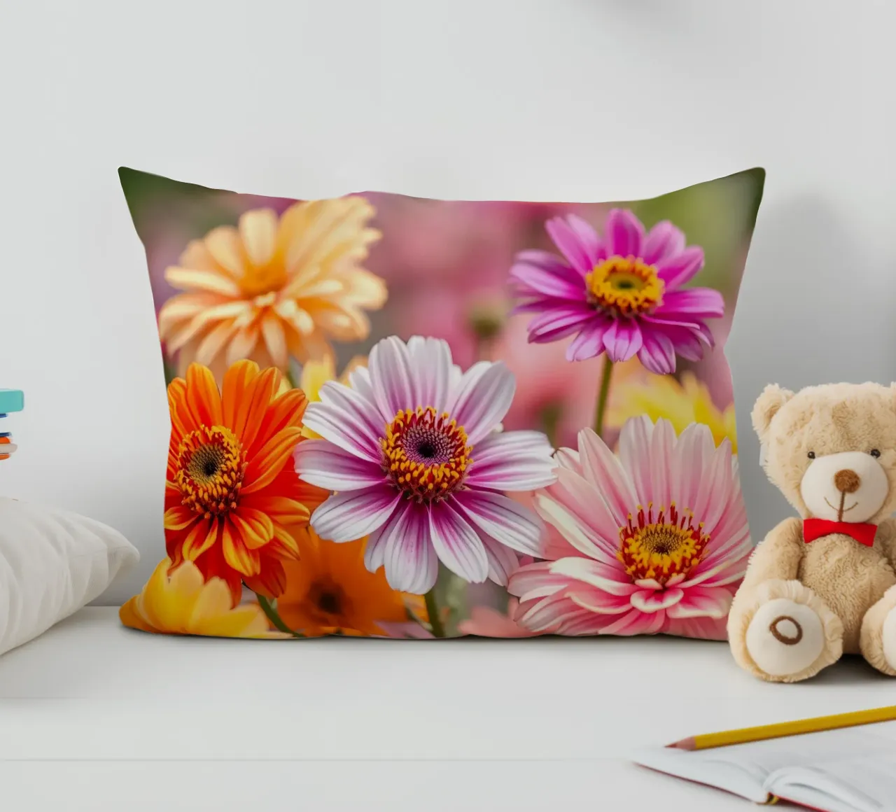 Fiori dai colori vivaci in un giardino in primavera cuscino da DesignDoodle