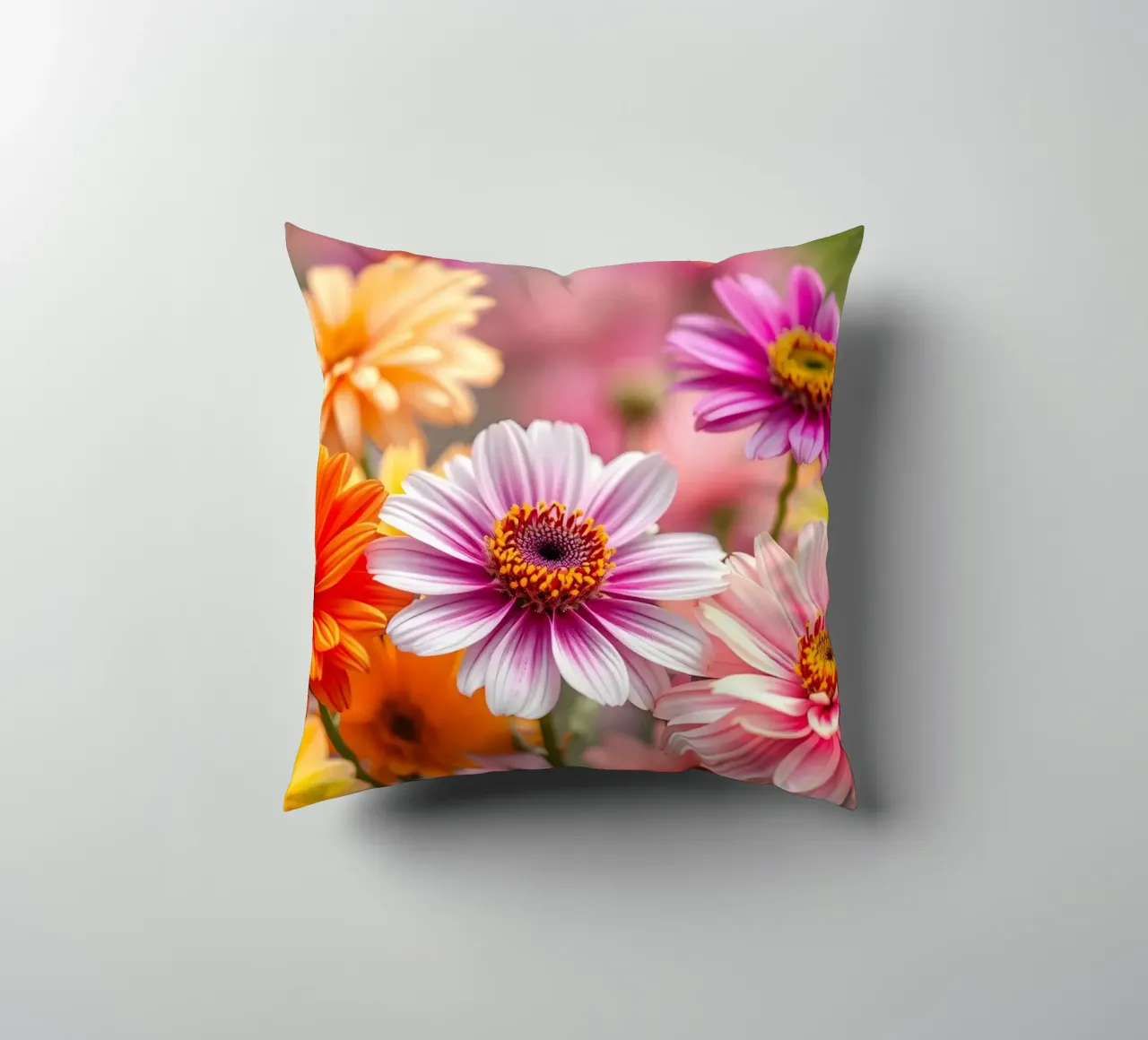 Fiori dai colori vivaci in un giardino in primavera cuscino da DesignDoodle