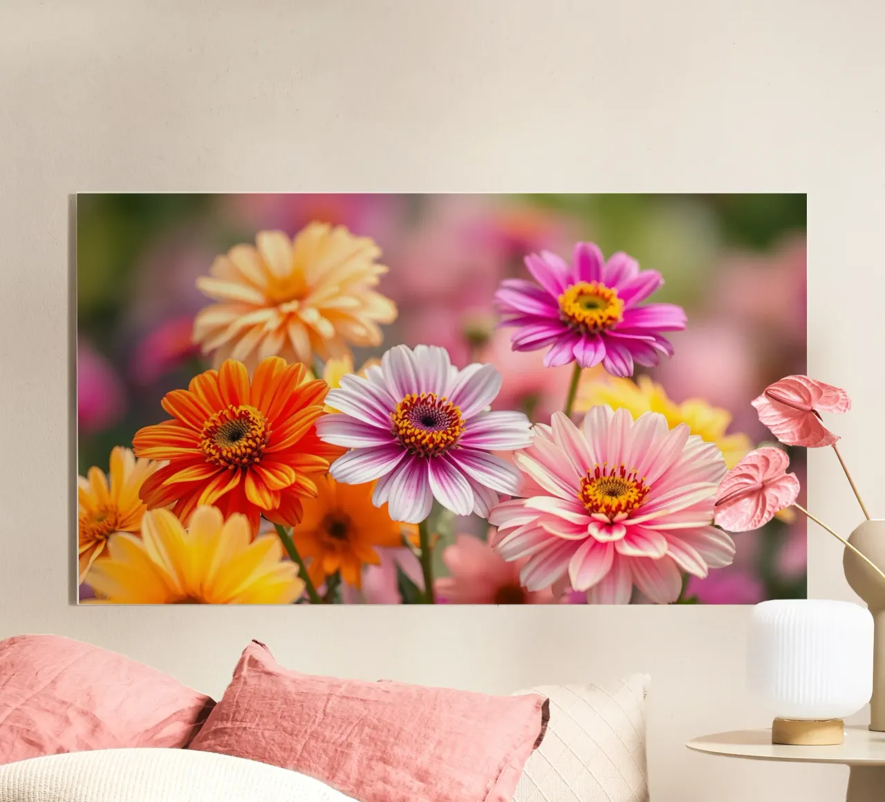 Fiori dai colori vivaci in un giardino in primavera plexiglass da DesignDoodle