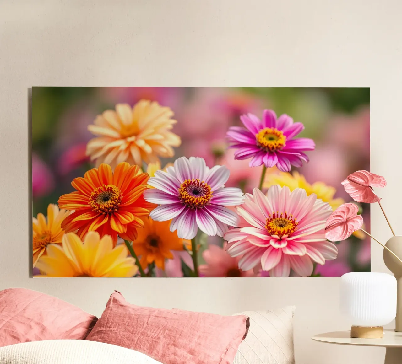 Fiori dai colori vivaci in un giardino in primavera alluminio dibond da DesignDoodle