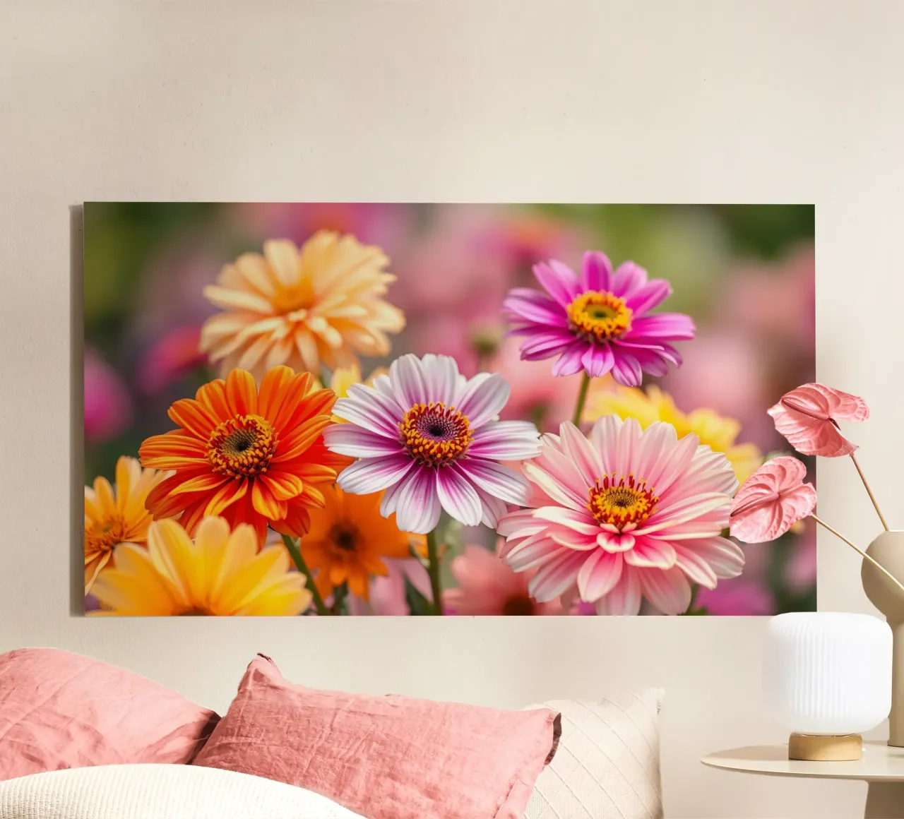 Fiori dai colori vivaci in un giardino in primavera tela da DesignDoodle