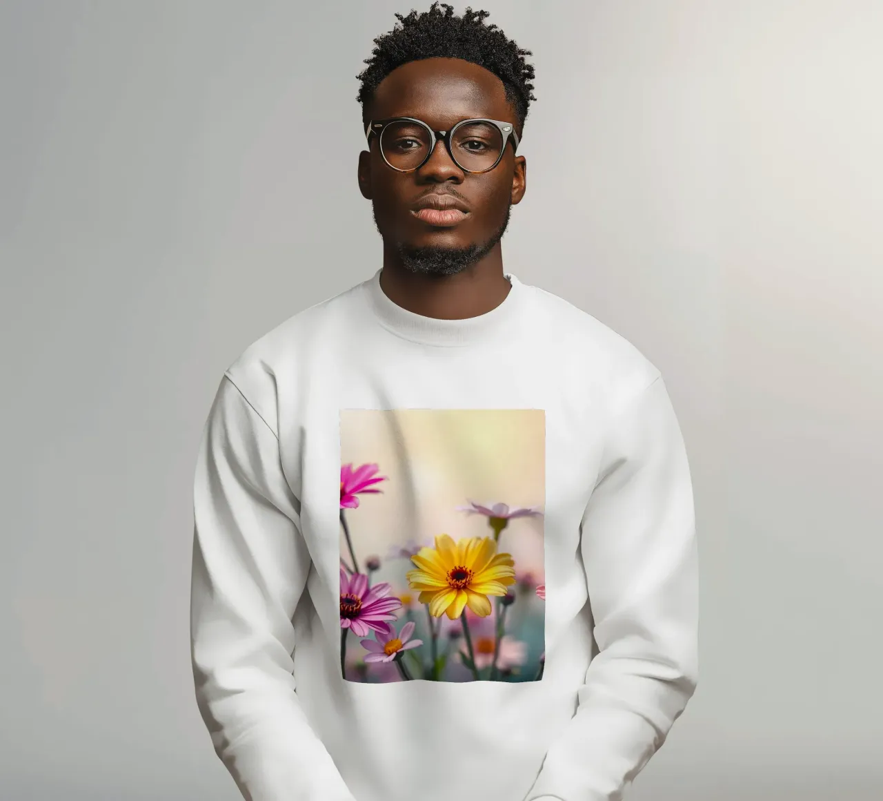 Fiori colorati che sbocciano vivacemente in un giardino sereno felpa da DesignDoodle