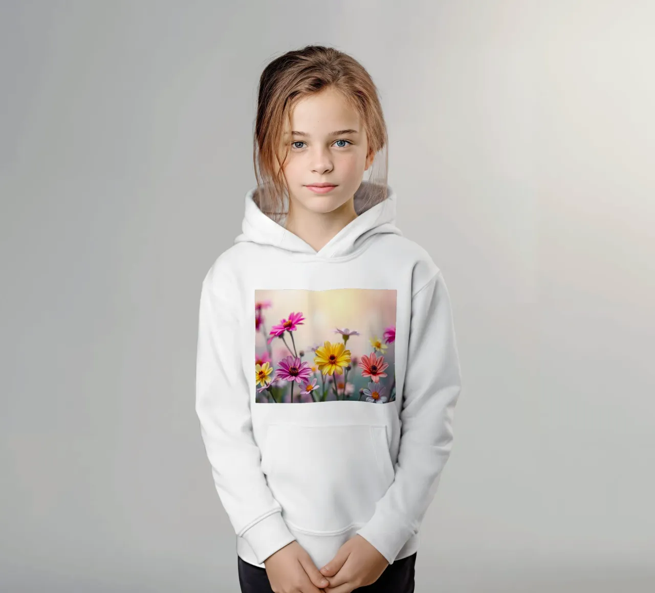 Fiori colorati che sbocciano vivacemente in un giardino sereno felpa bambino con cappuccio da DesignDoodle