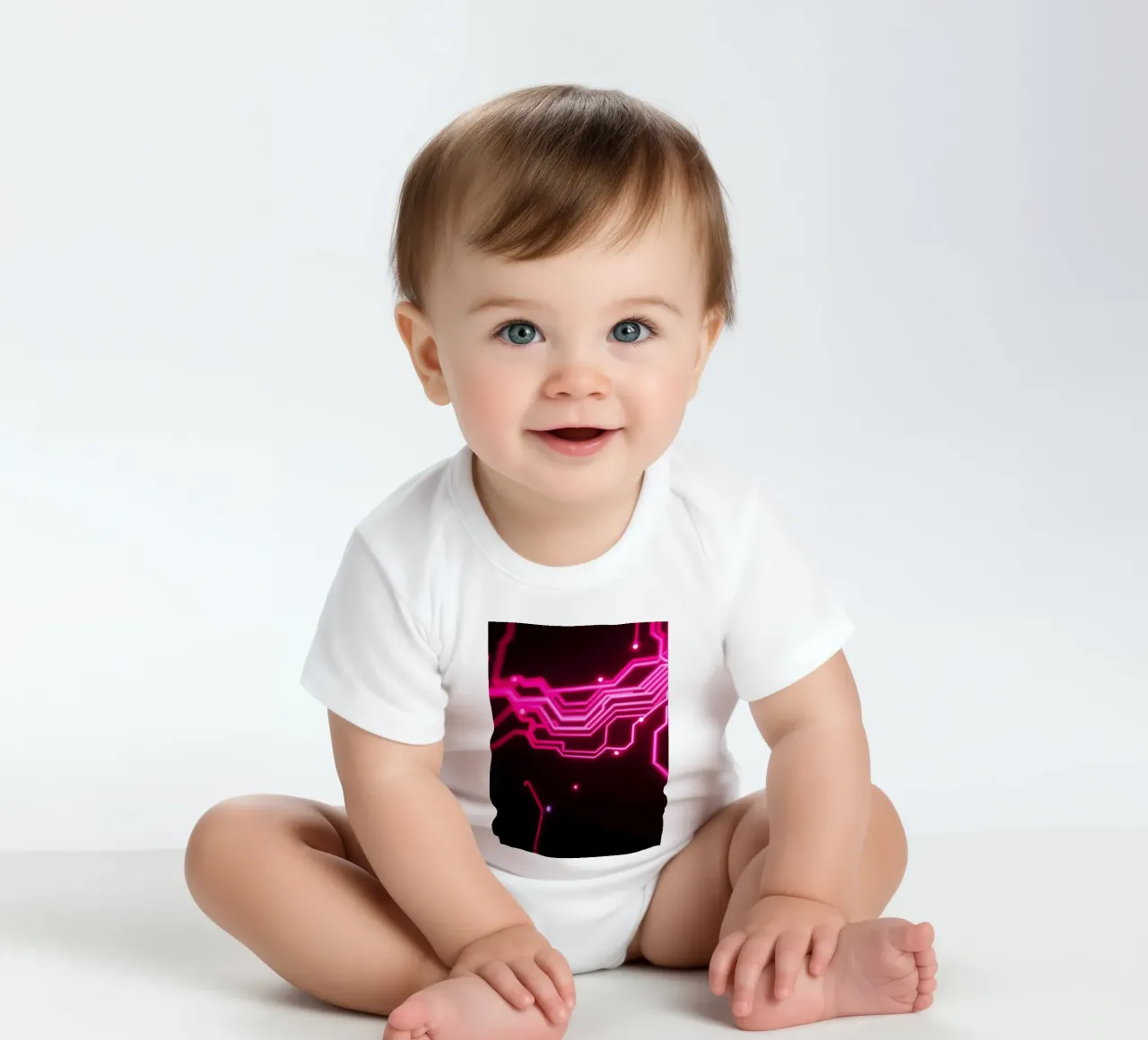 Conception de circuits imprimés dans des tons roses vibrants body bébé de DesignDoodle