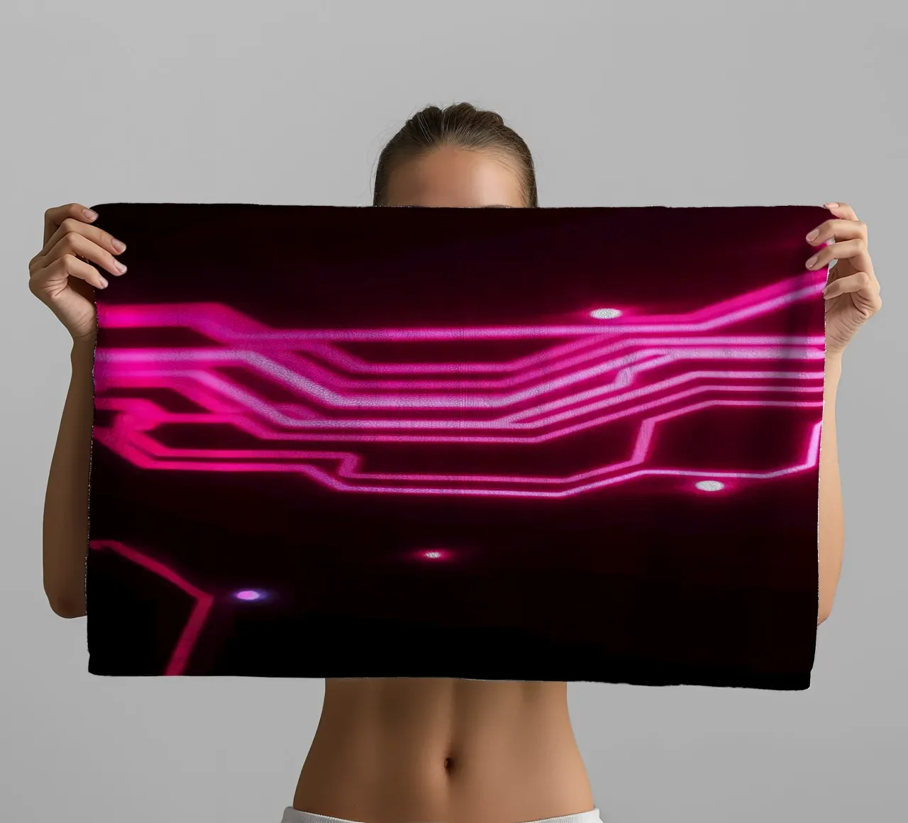 Leiterplattendesign in leuchtenden Rosatönen Handtuch von DesignDoodle