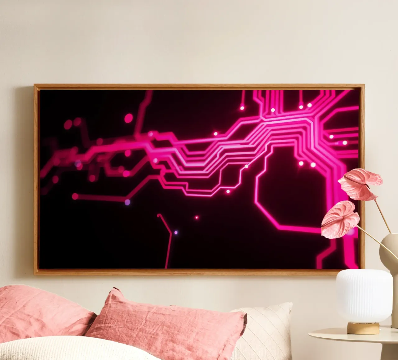 Conception de circuits imprimés dans des tons roses vibrants toile avec Caisse américaine de DesignDoodle
