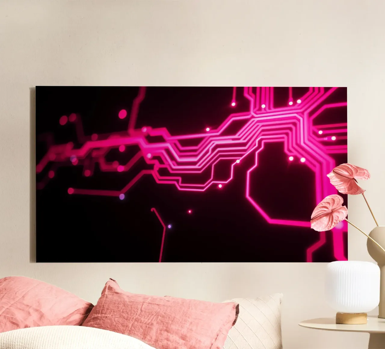 Conception de circuits imprimés dans des tons roses vibrants toile avec Caisse américaine de DesignDoodle