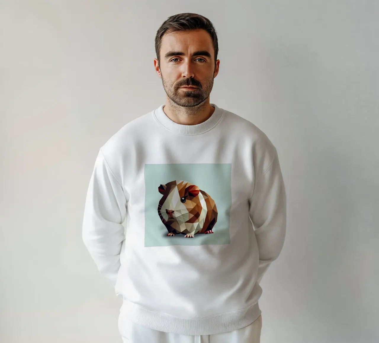 Charming guinea pig in geometric design sweatshirt by namosh