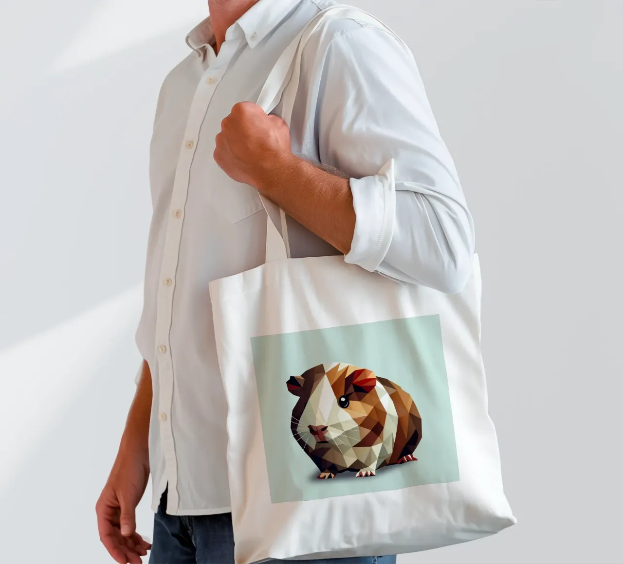 Charming guinea pig in geometric design tote bag by namosh