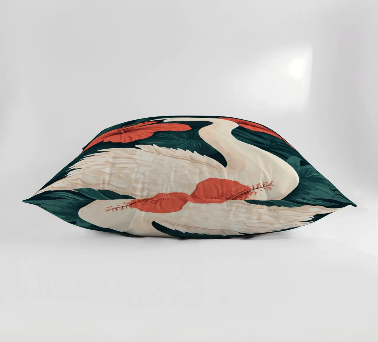 Cigno elegante con fiori di ibisco cuscino da pixelbull - medieval art and more
