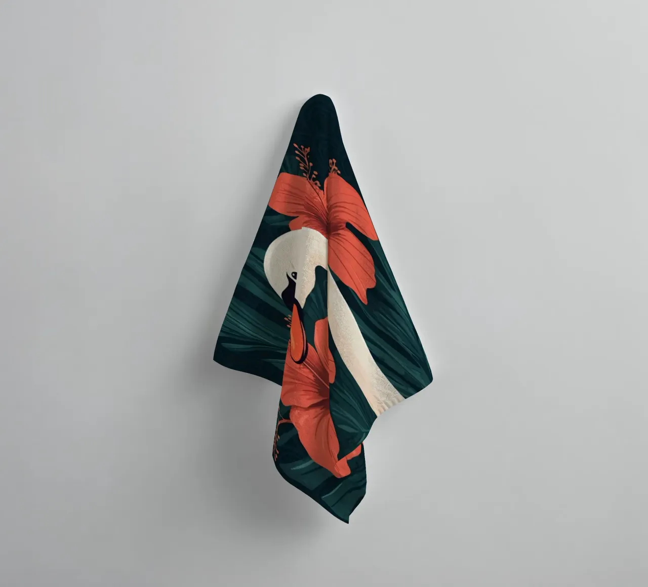 Cigno elegante con fiori di ibisco asciugamano da bagno da pixelbull - medieval art and more