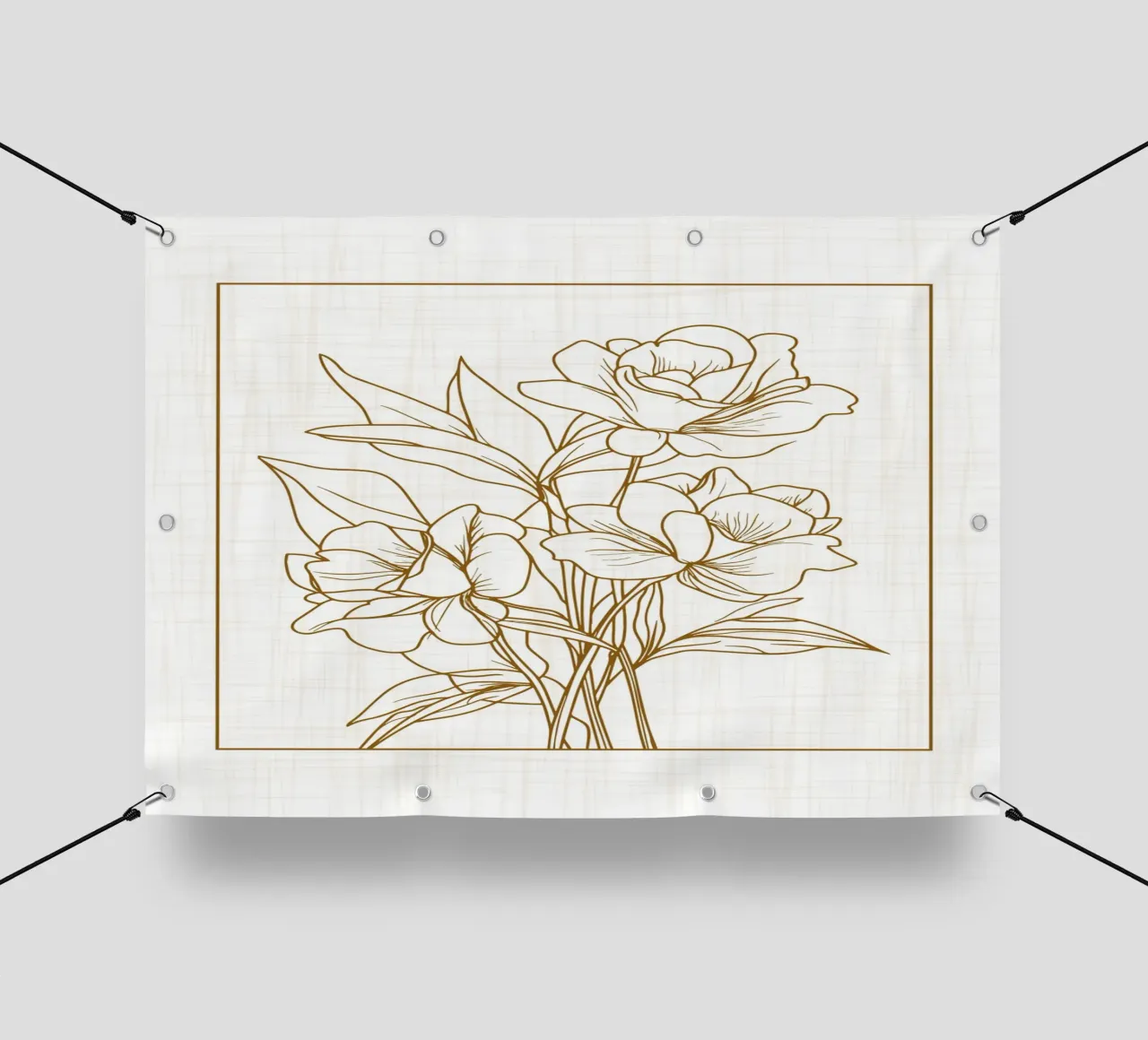 Bouquet di fiori disegnato con linee delicate telo in pvc da pixelbull - medieval art and more