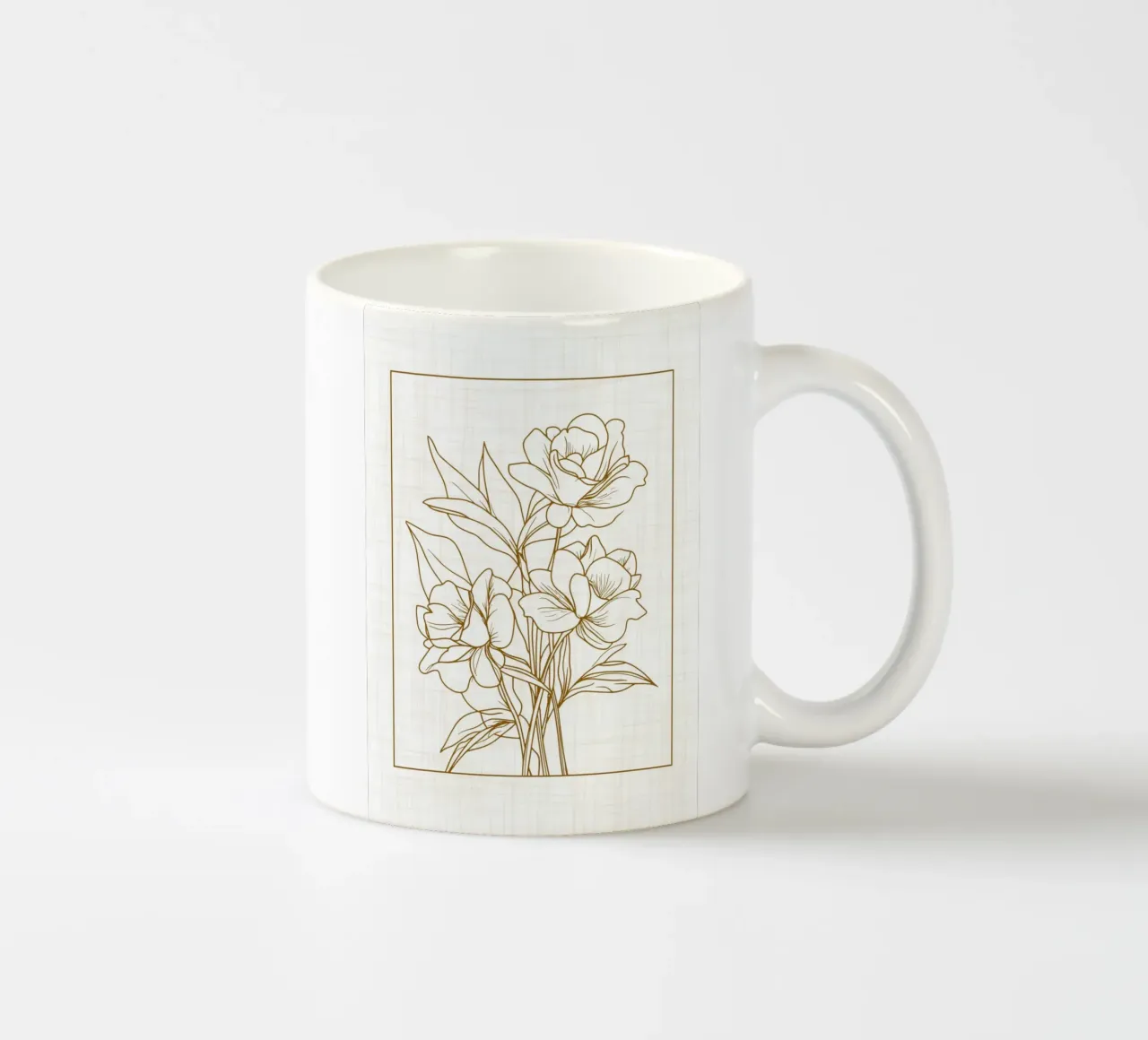 Bouquet di fiori disegnato con linee delicate tazza in ceramica da pixelbull - medieval art and more