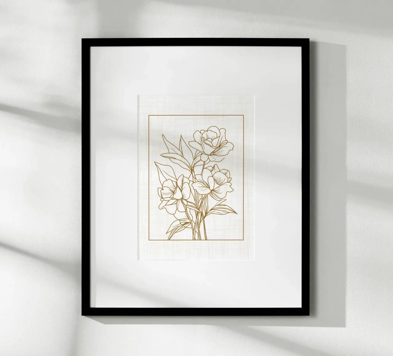 Bouquet di fiori disegnato con linee delicate poster con telaio in plastica da pixelbull - medieval art and more
