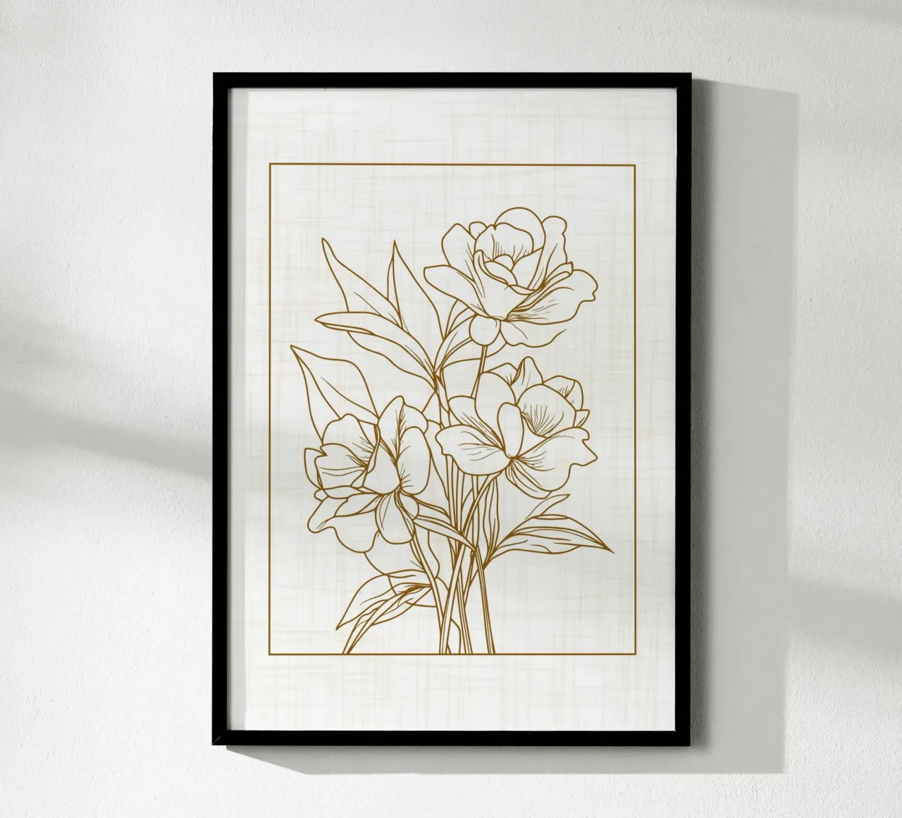 Bouquet di fiori disegnato con linee delicate poster con telaio in plastica da pixelbull - medieval art and more