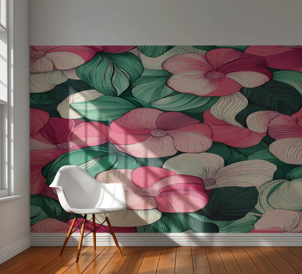 Delicate floral splendour in pink and green photo wallpaper by pixelbull - medieval art and more
