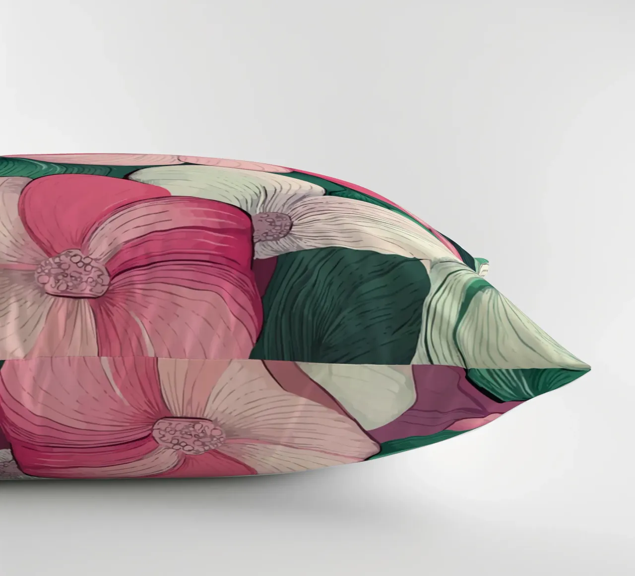 Delicato splendore floreale in rosa e verde cuscino da pixelbull - medieval art and more