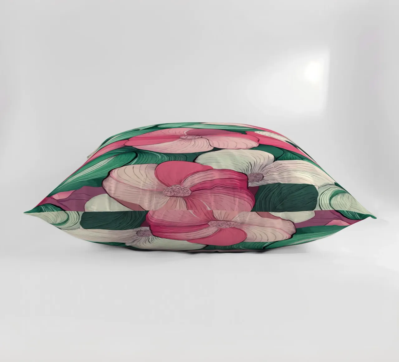 Delicato splendore floreale in rosa e verde cuscino da pixelbull - medieval art and more