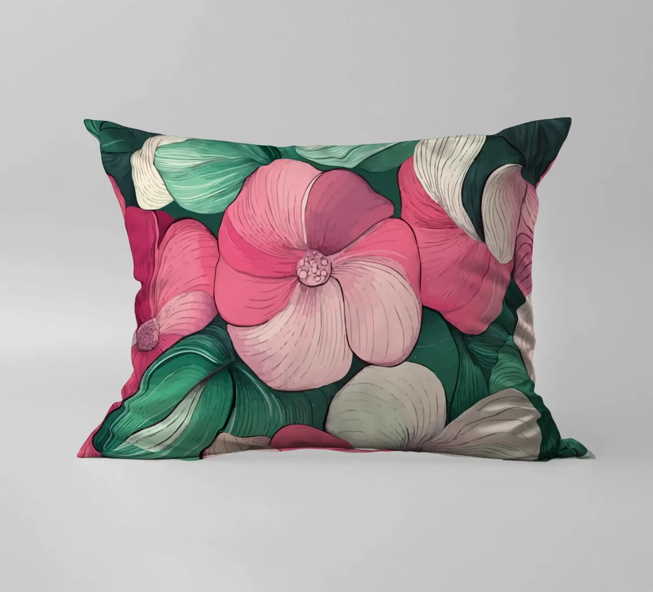 Delicato splendore floreale in rosa e verde cuscino da pixelbull - medieval art and more