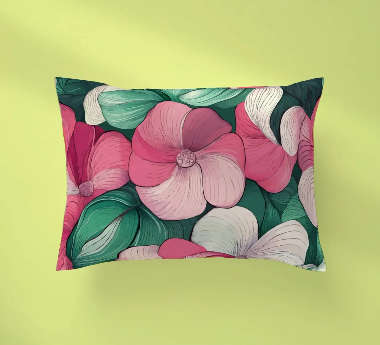 Delicato splendore floreale in rosa e verde cuscino da pixelbull - medieval art and more