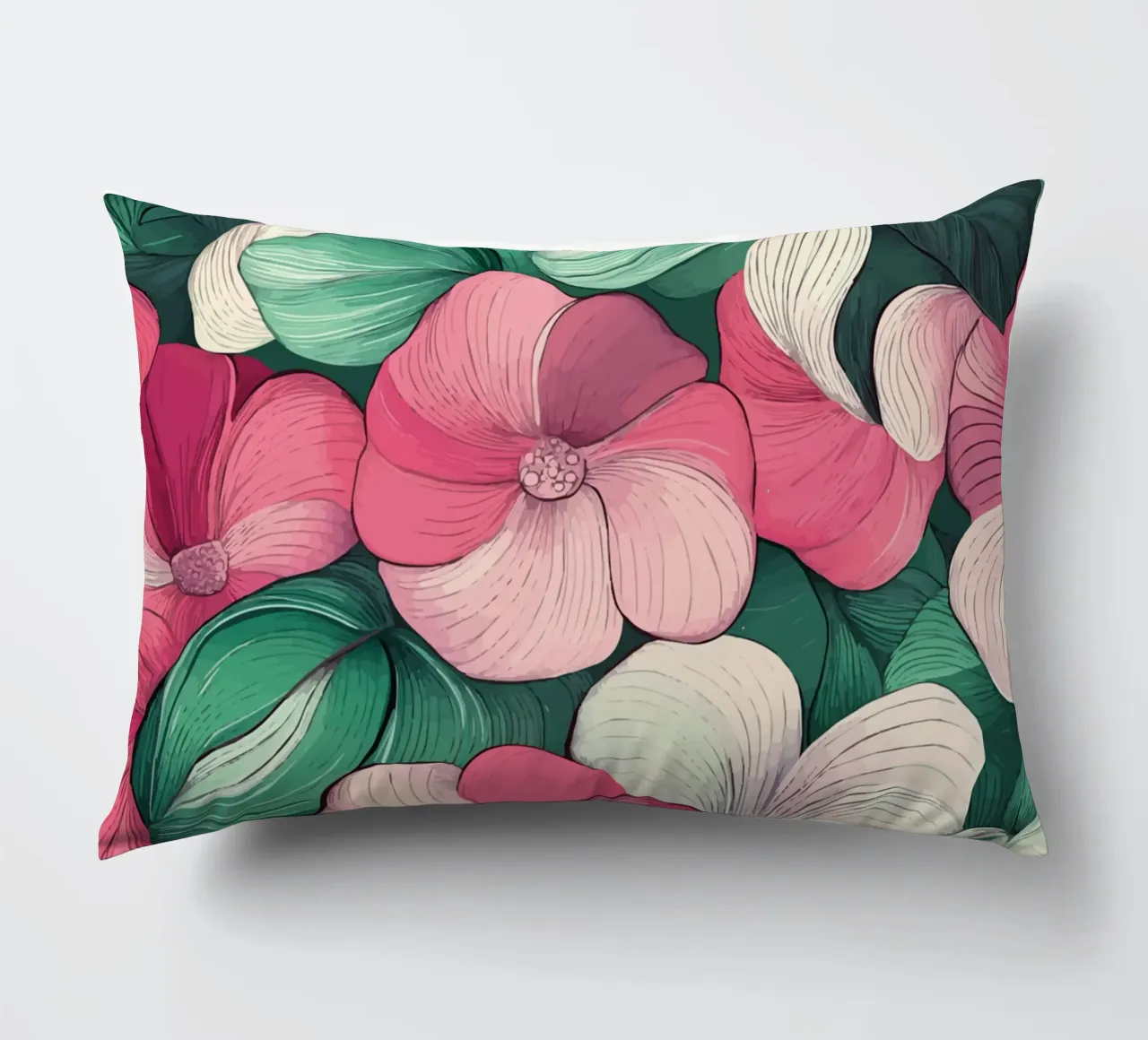 Delicato splendore floreale in rosa e verde cuscino da pixelbull - medieval art and more