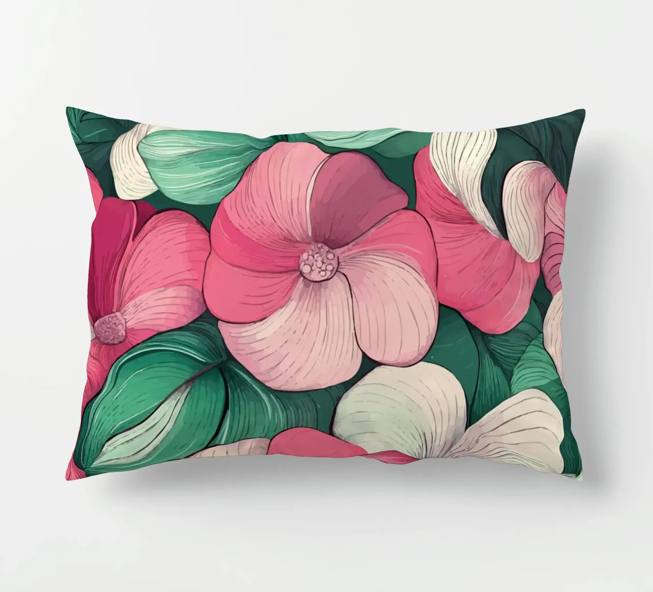 Delicato splendore floreale in rosa e verde cuscino da pixelbull - medieval art and more