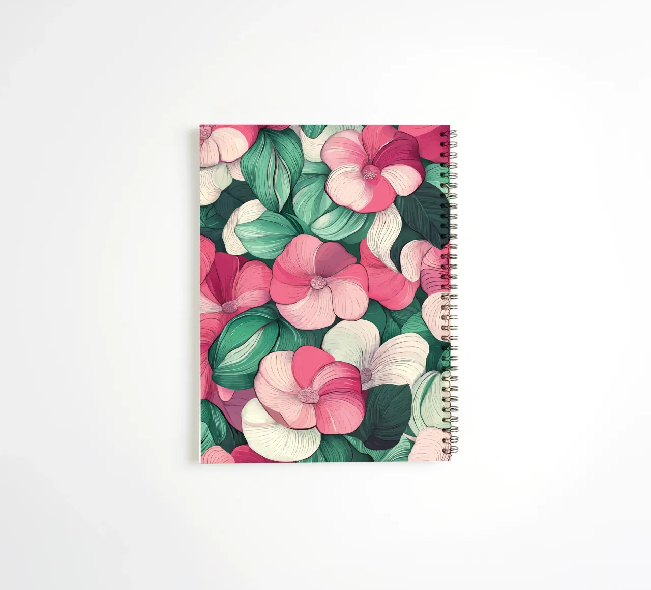 Delicate floral splendour in pink and green spiral notebook by pixelbull - medieval art and more