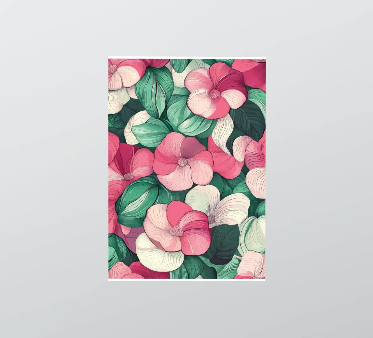 Delicato splendore floreale in rosa e verde adesivo da pixelbull - medieval art and more