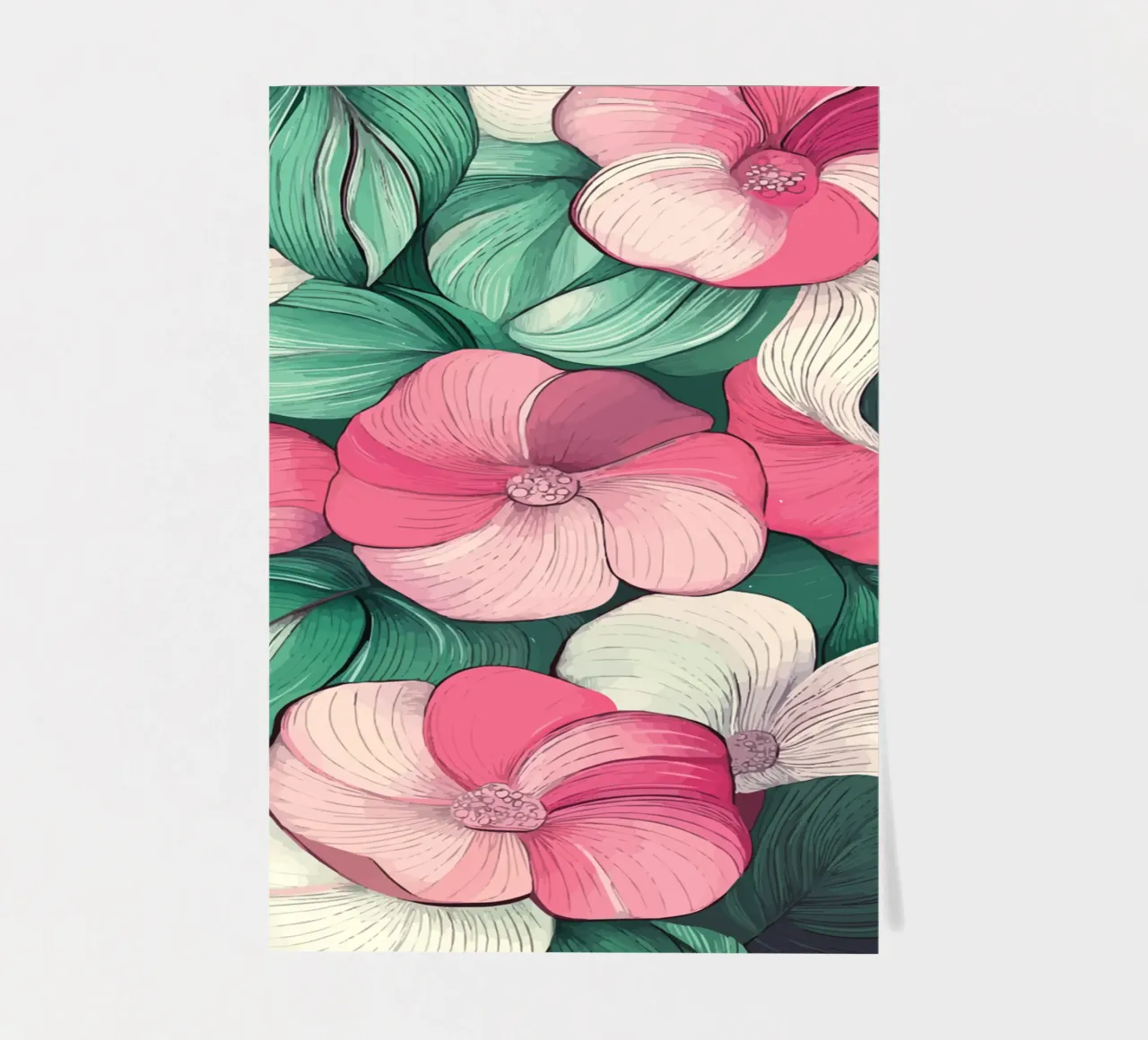 Delicate floral splendour in pink and green sticker sheet by pixelbull - medieval art and more