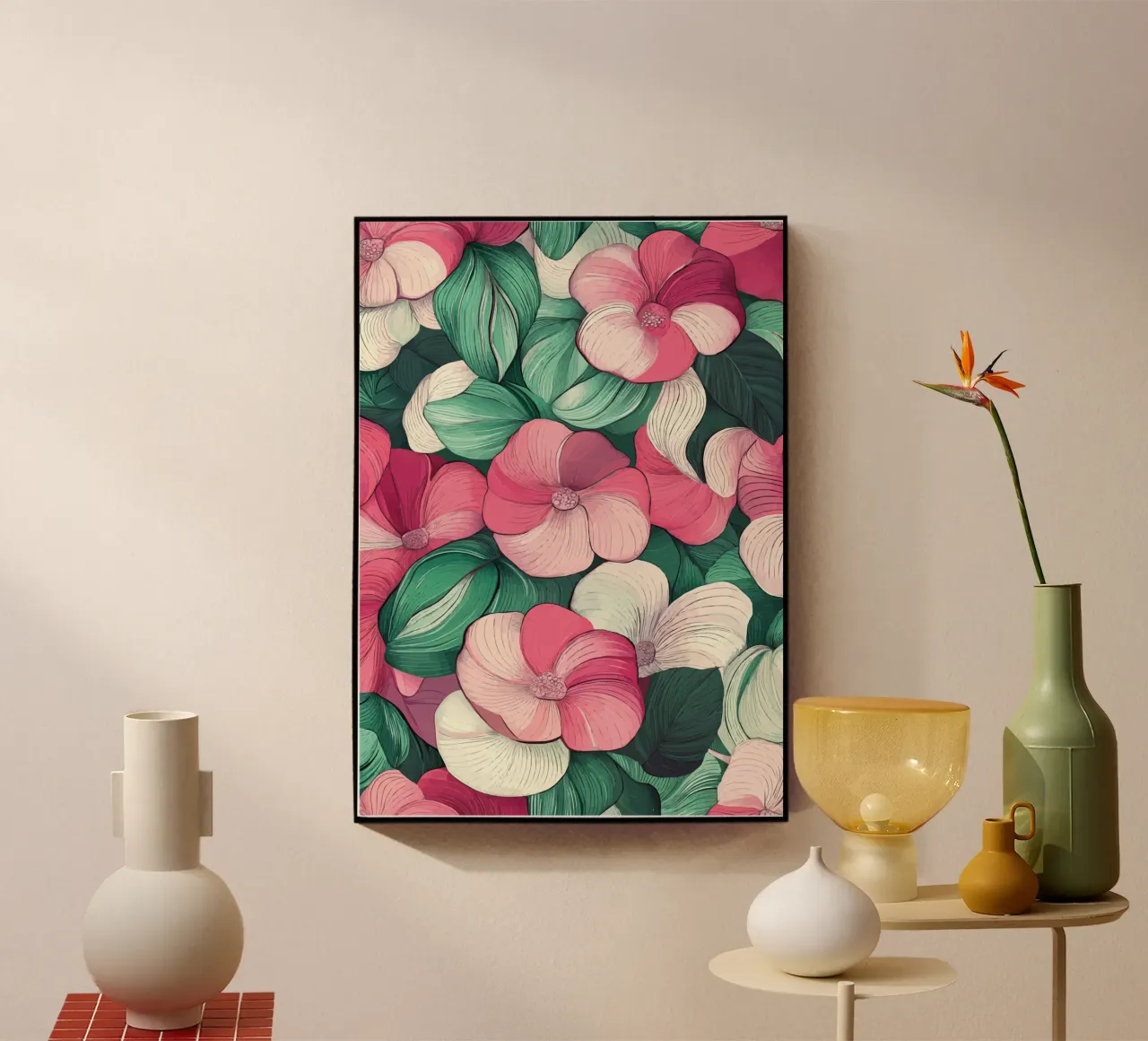 Delicato splendore floreale in rosa e verde plexiglass da pixelbull - medieval art and more