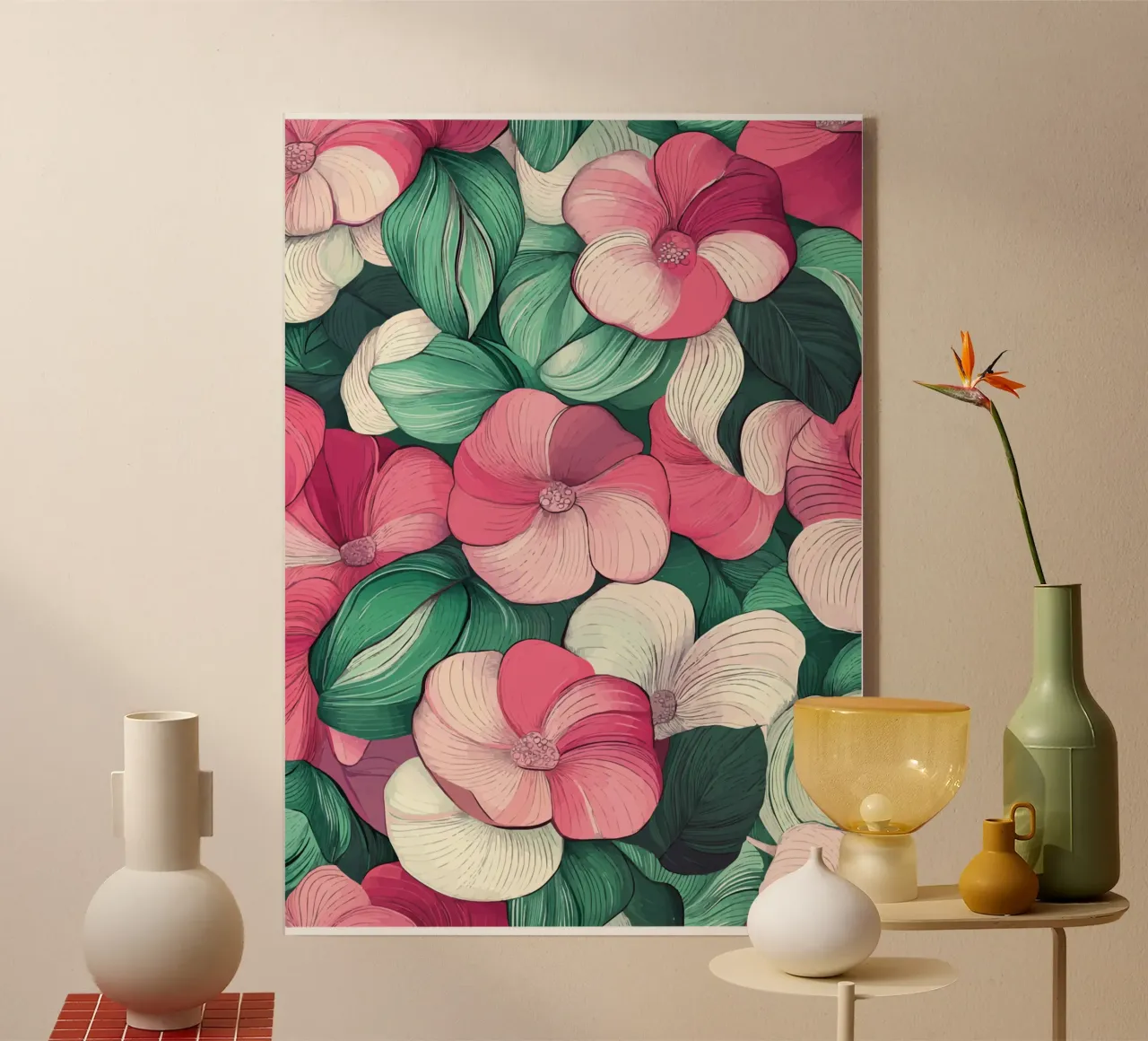 Delicato splendore floreale in rosa e verde plexiglass da pixelbull - medieval art and more