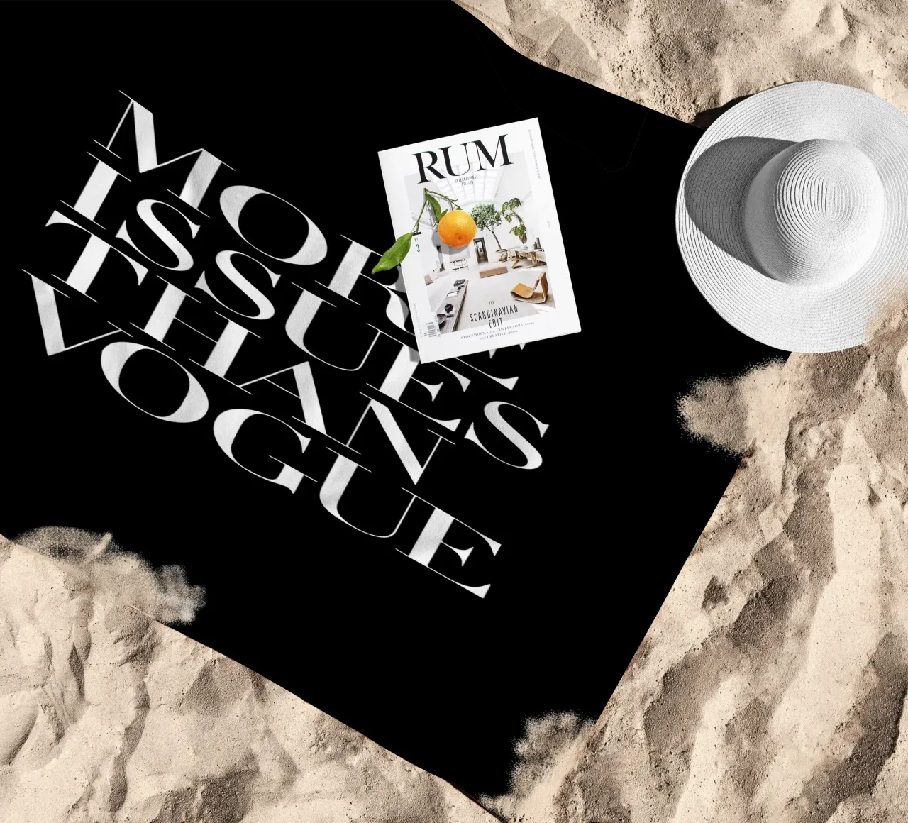 More Issues Than Vogue Black Typografie Design beach towel by THE MOTIVATED TYPE