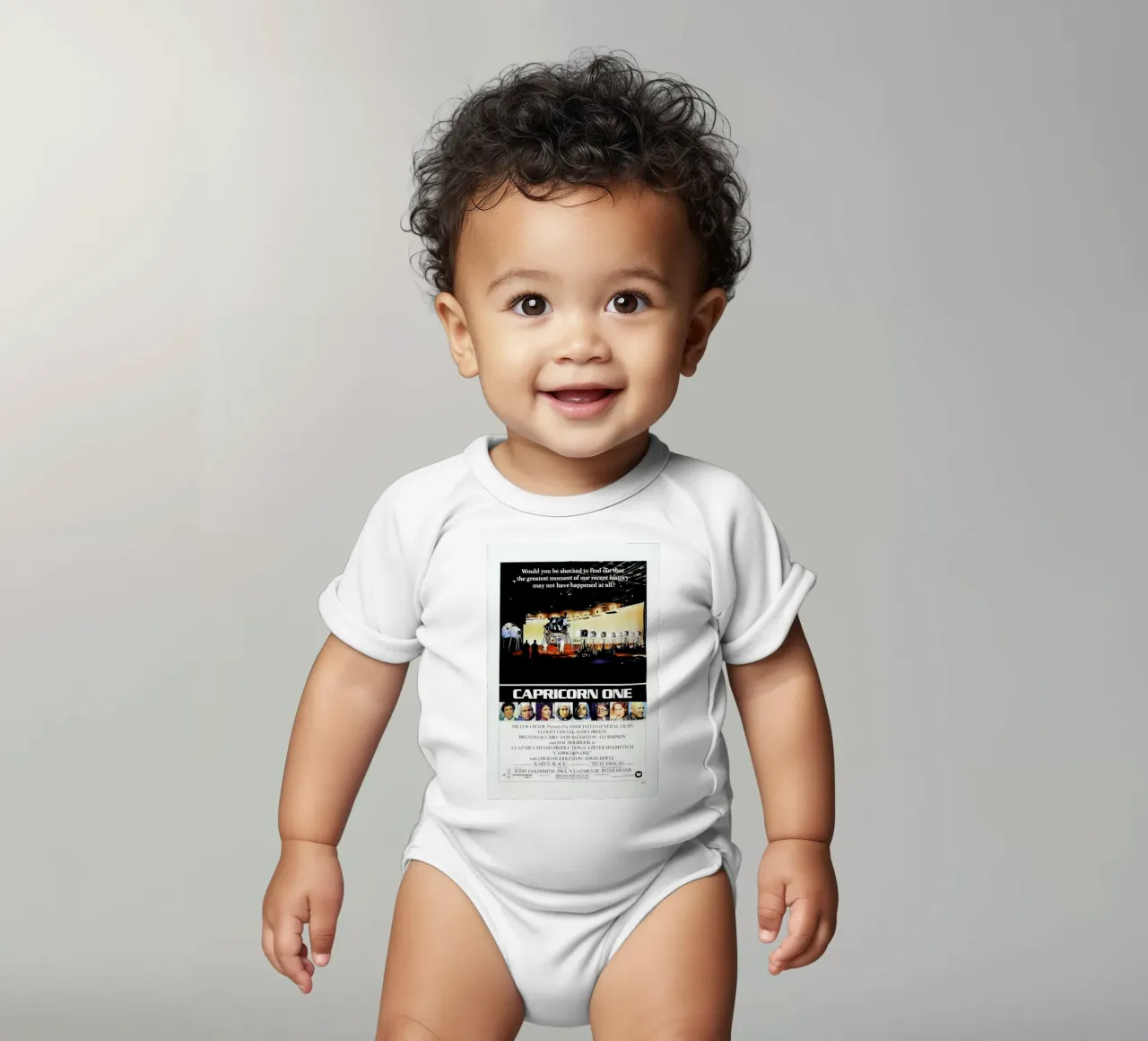 ‘Capricorn One’ Retro Movie Poster short-sleeve baby romper by Gallery Print and Art Limited