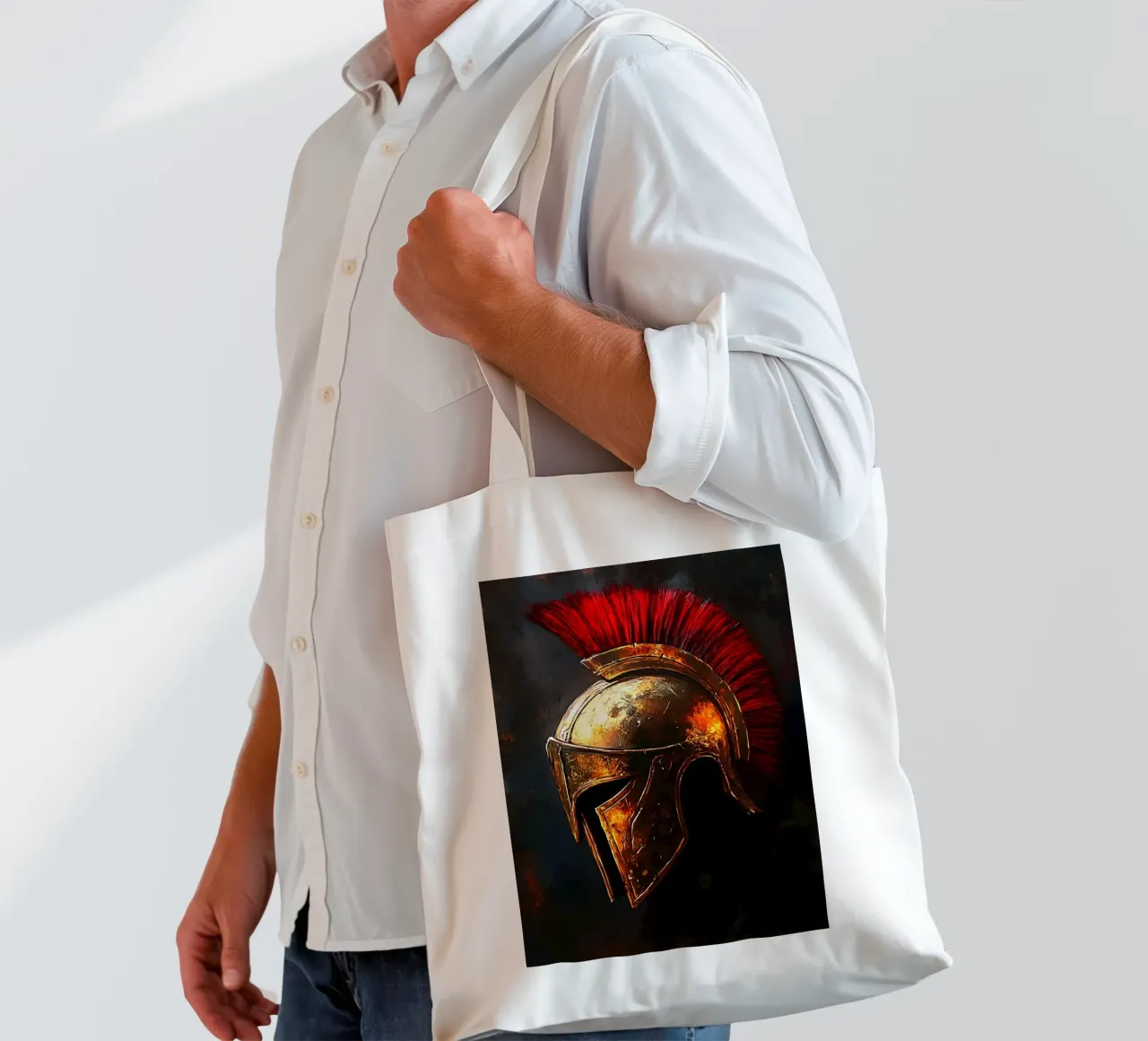 Elmo antico con stemma rosso borsa in juta da pixelbull - medieval art and more