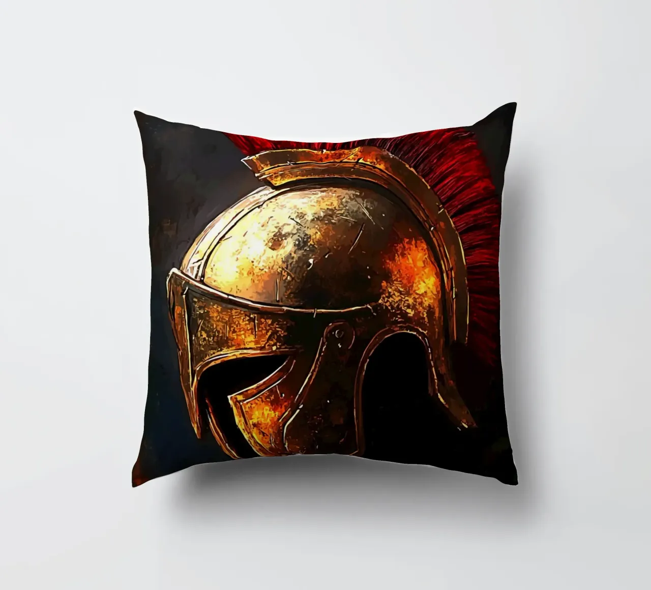 Elmo antico con stemma rosso cuscino da pixelbull - medieval art and more