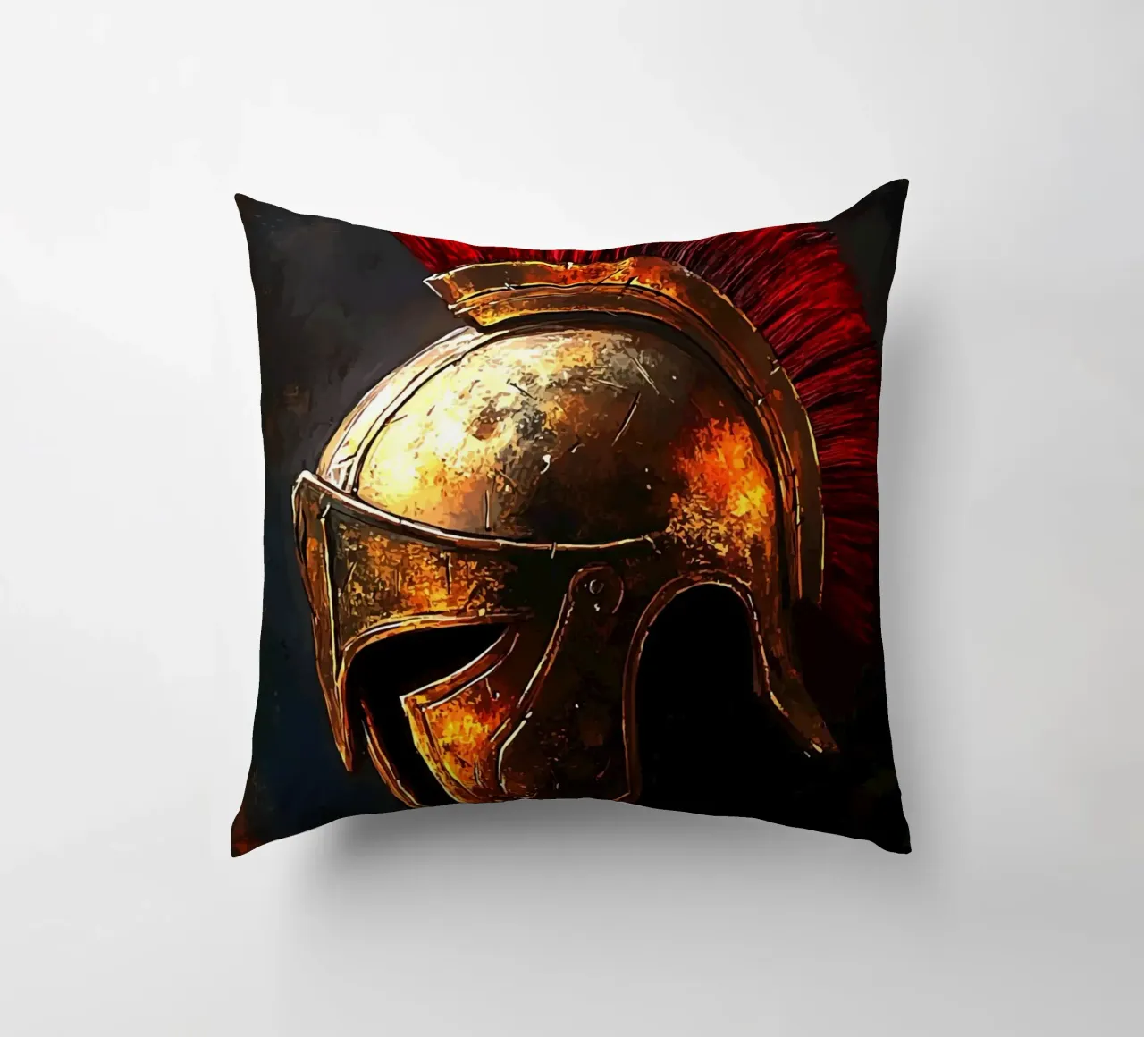 Elmo antico con stemma rosso cuscino da pixelbull - medieval art and more