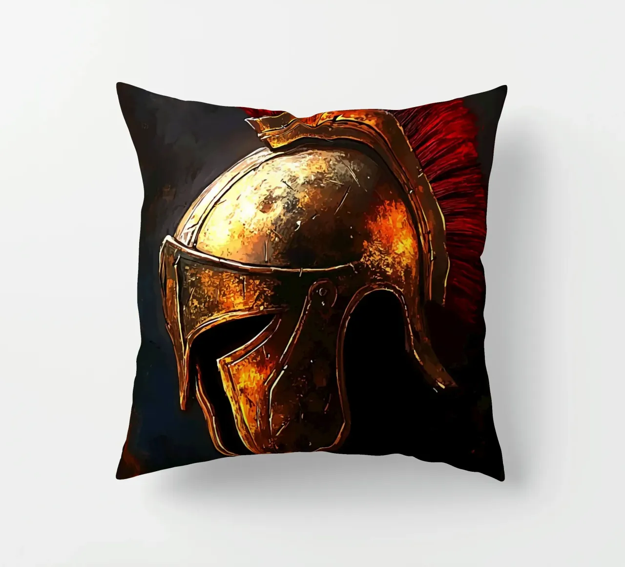 Elmo antico con stemma rosso cuscino da pixelbull - medieval art and more