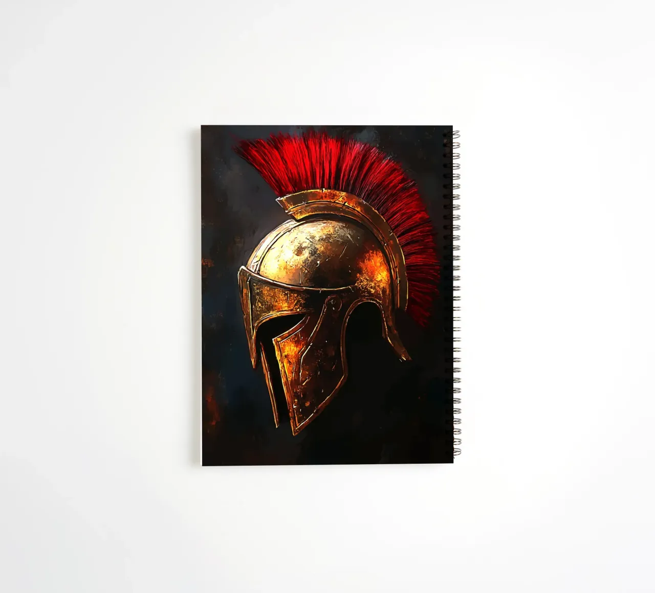 Antique helmet with red crest spiral notebook by pixelbull - medieval art and more